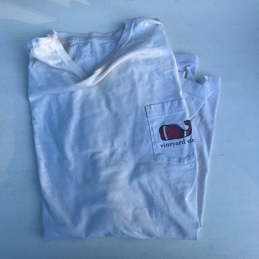 white vineyard vines football long sleeve